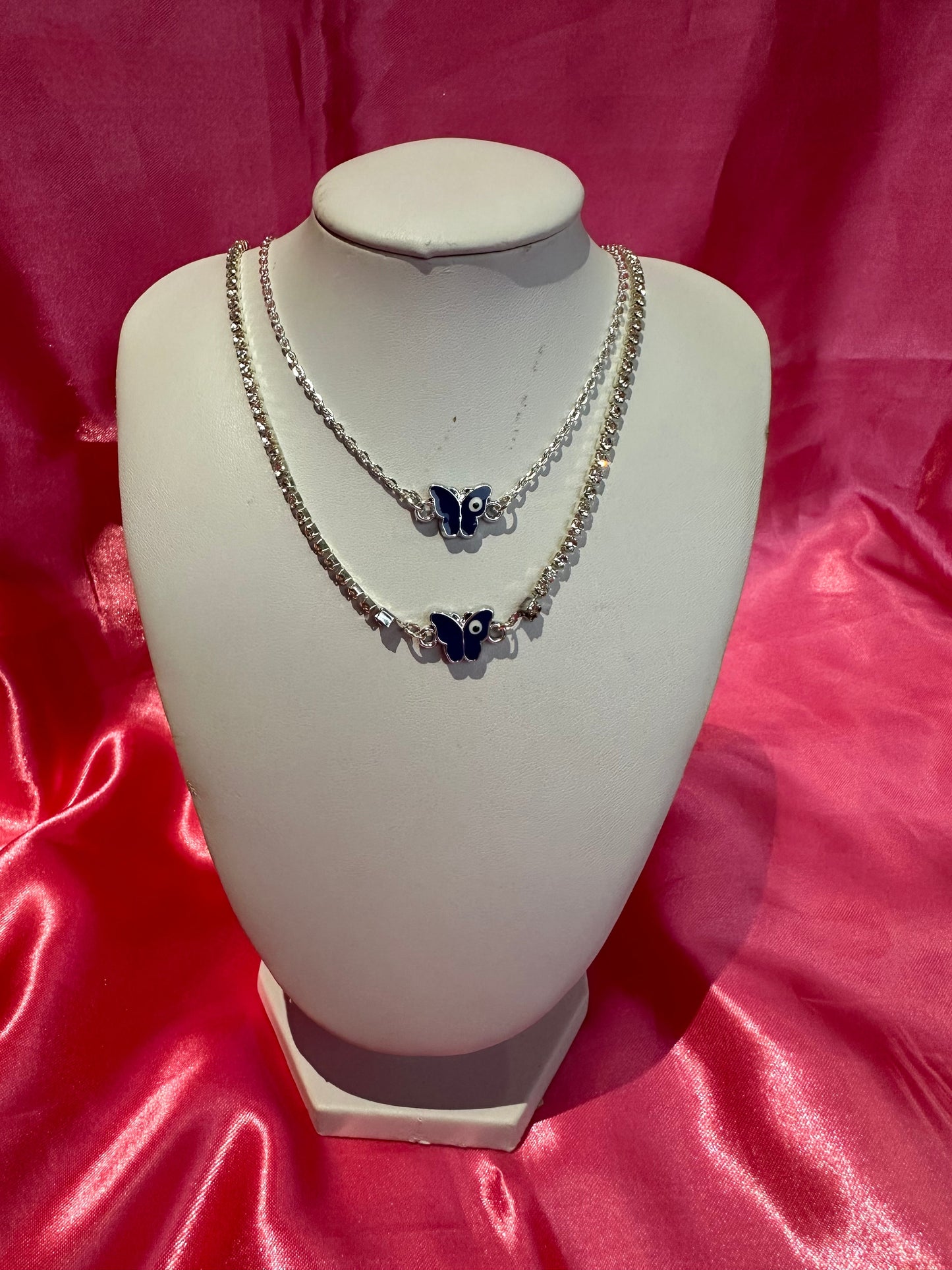Butterfly evil eye necklace
