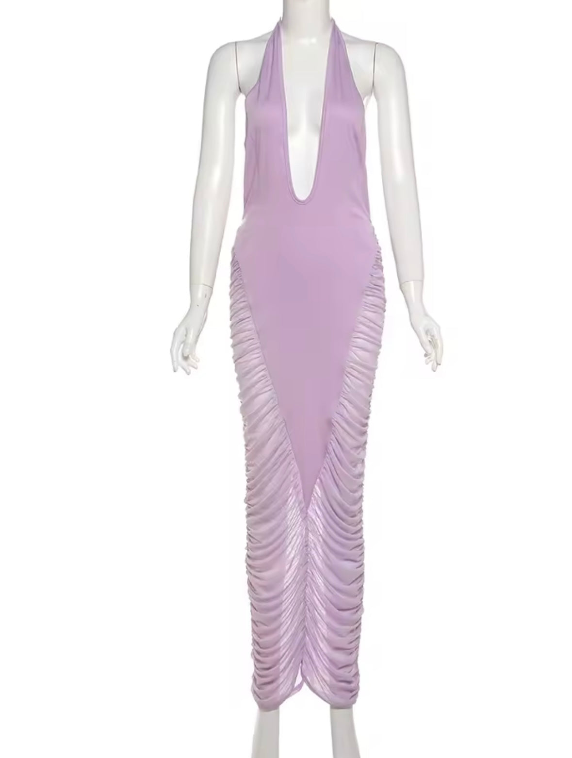 Purple plunge maxi dress
