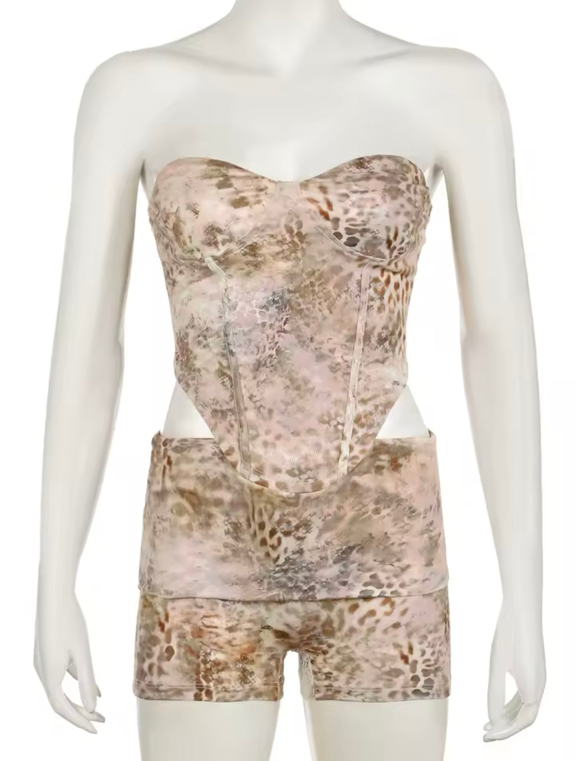 Beige Leopard print two piece set