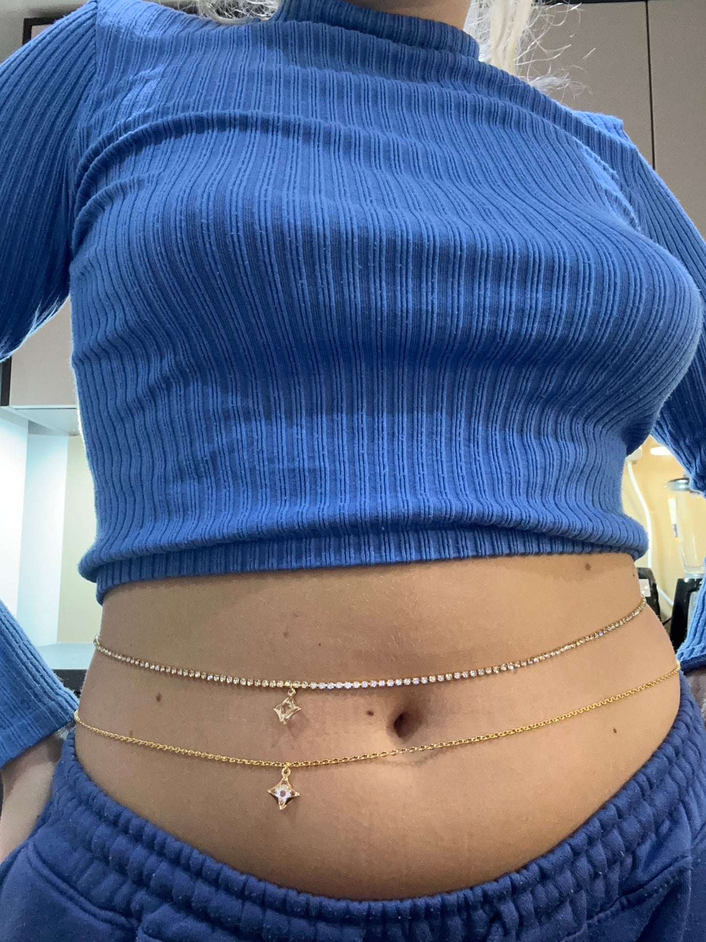 Crystal shape belly chain