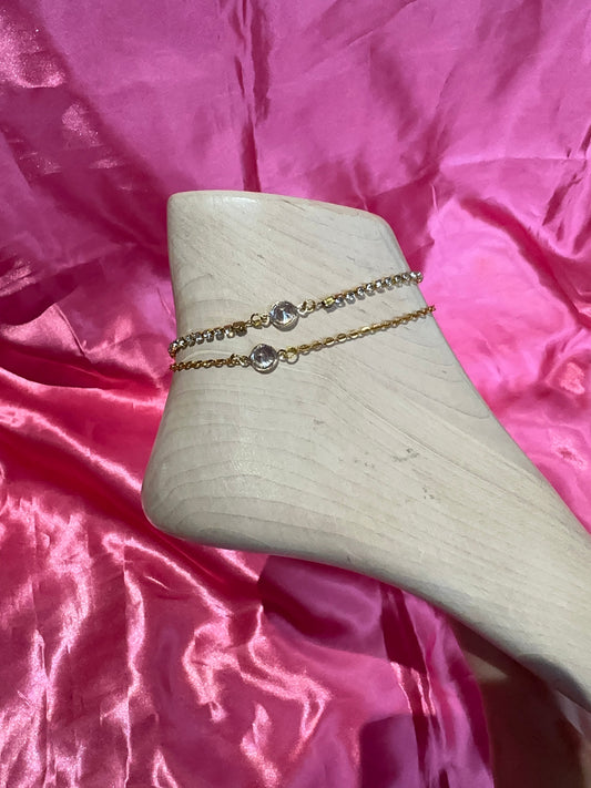 Crystal pendant anklet