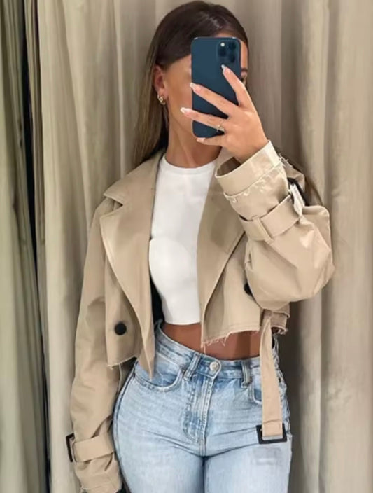Crop trench coat