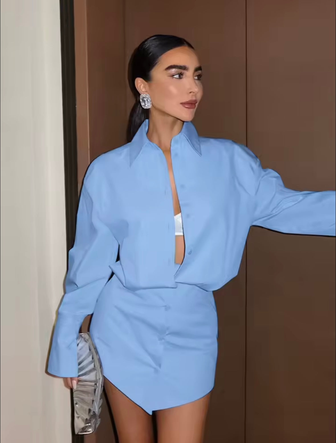 Blue shirt dress