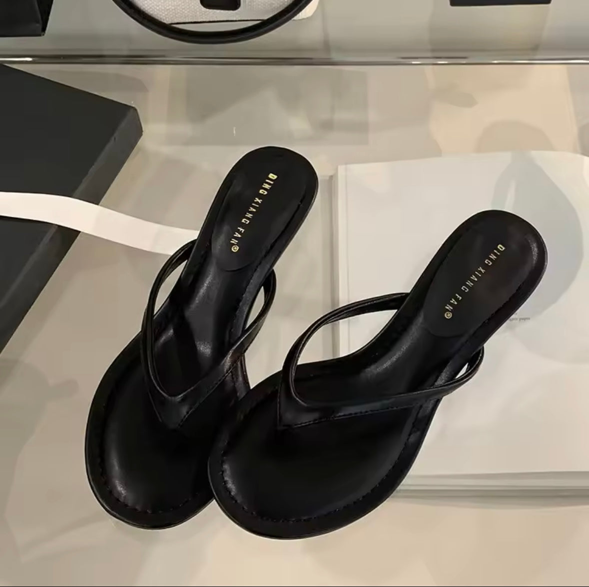 Kitten heel flip flops