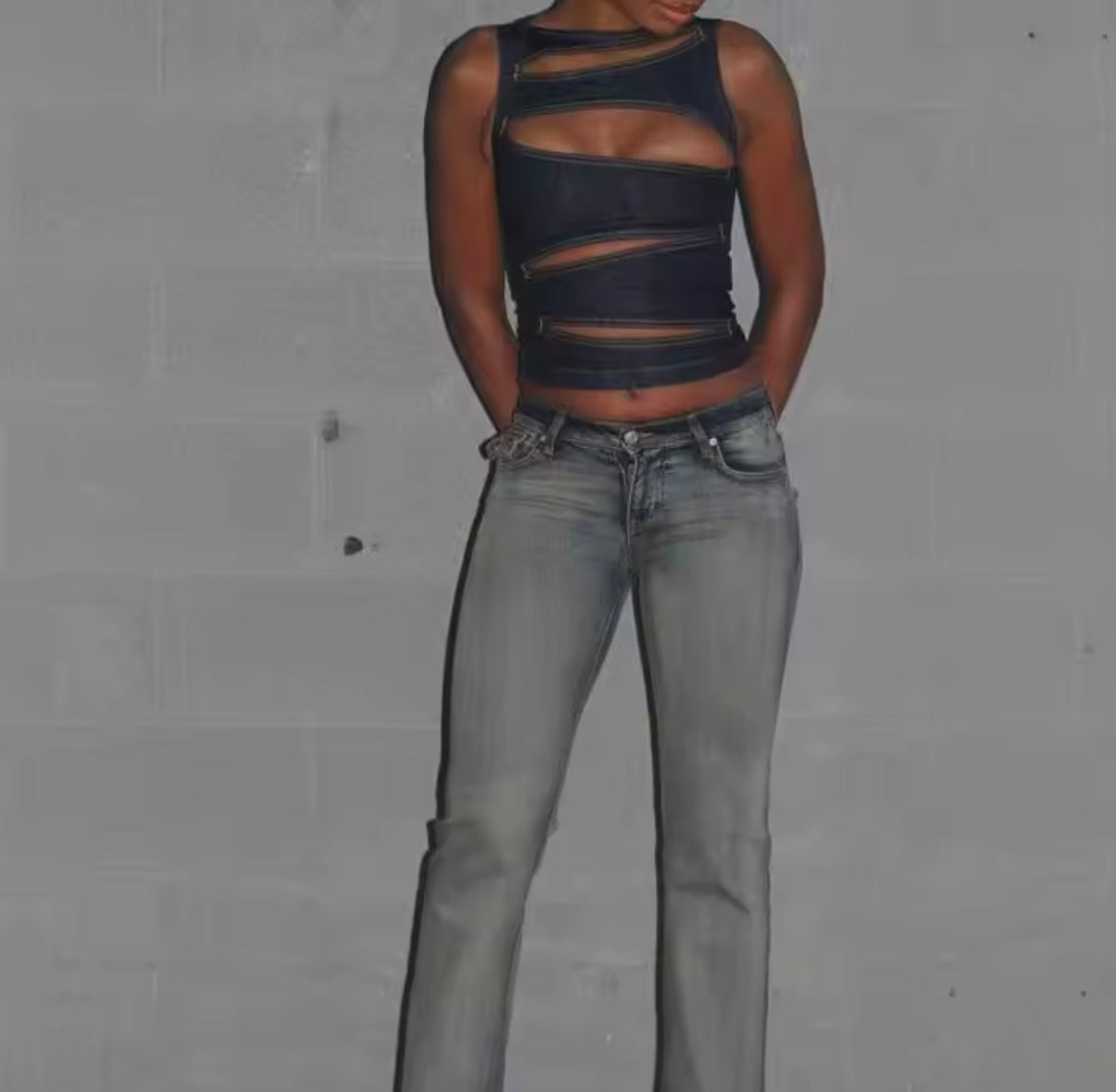 Denim cut out top
