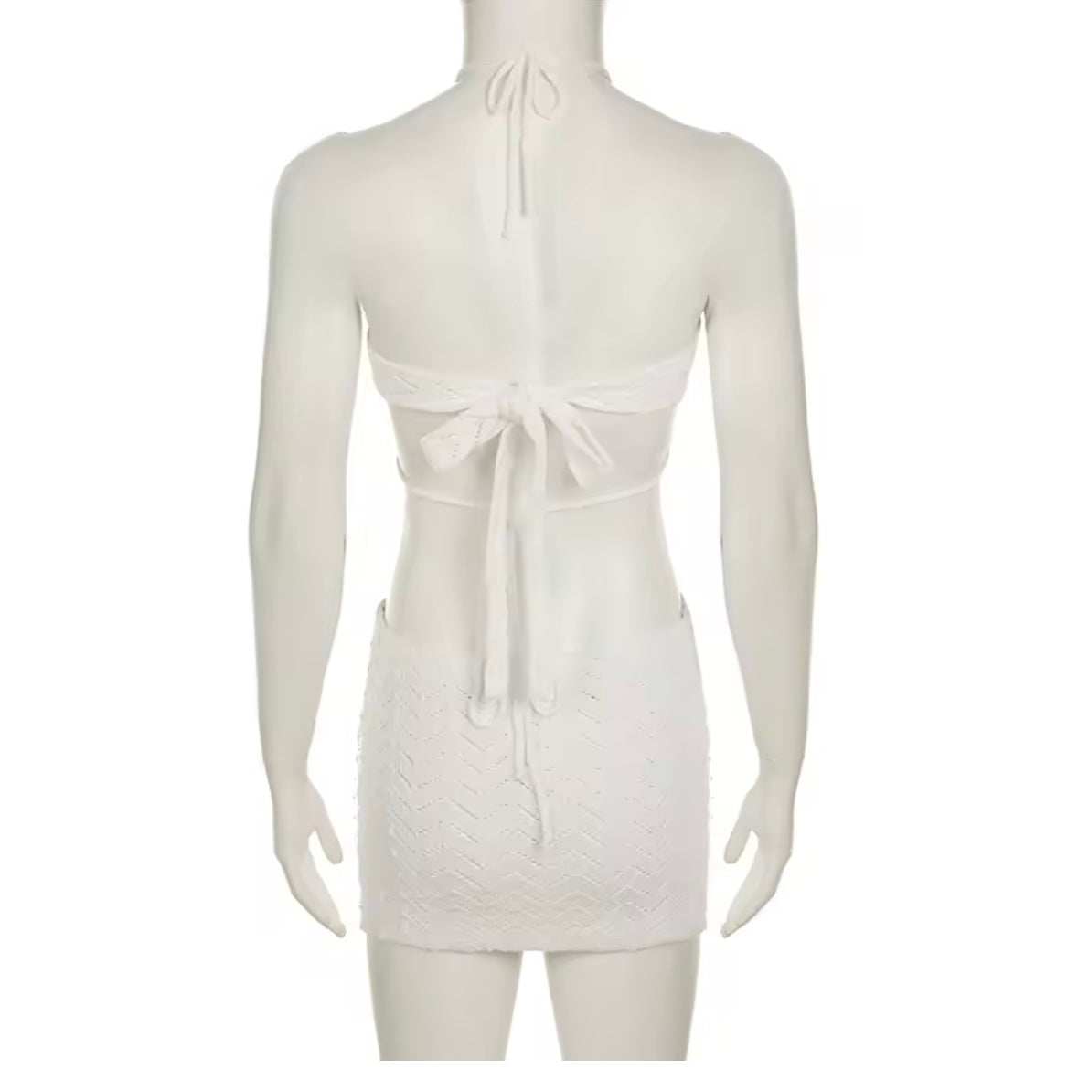 White knit cut out mini dress