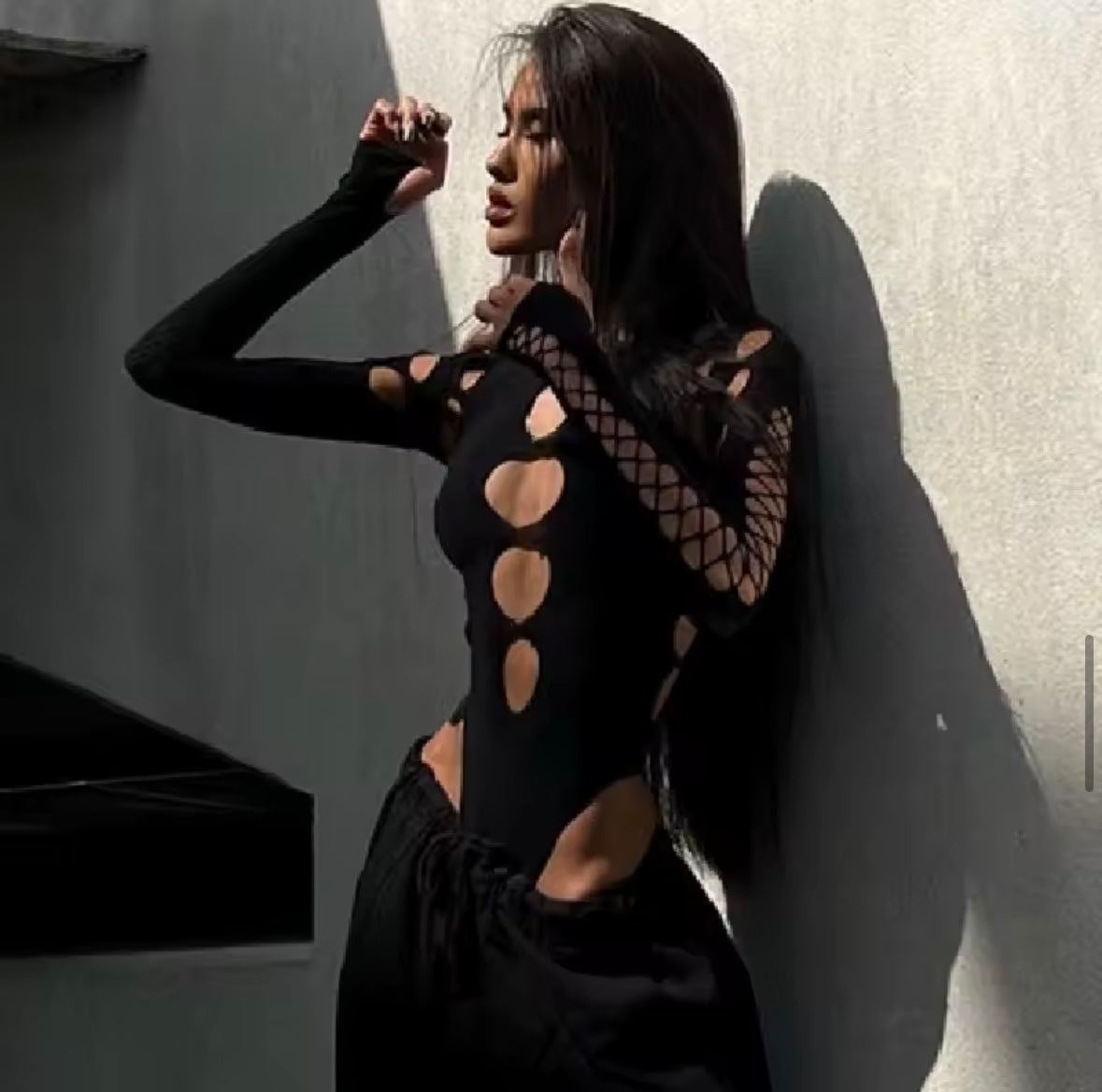 Black cut out bodysuit
