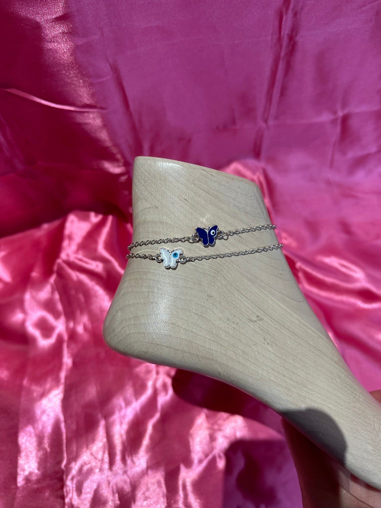 Evil eye butterfly anklet