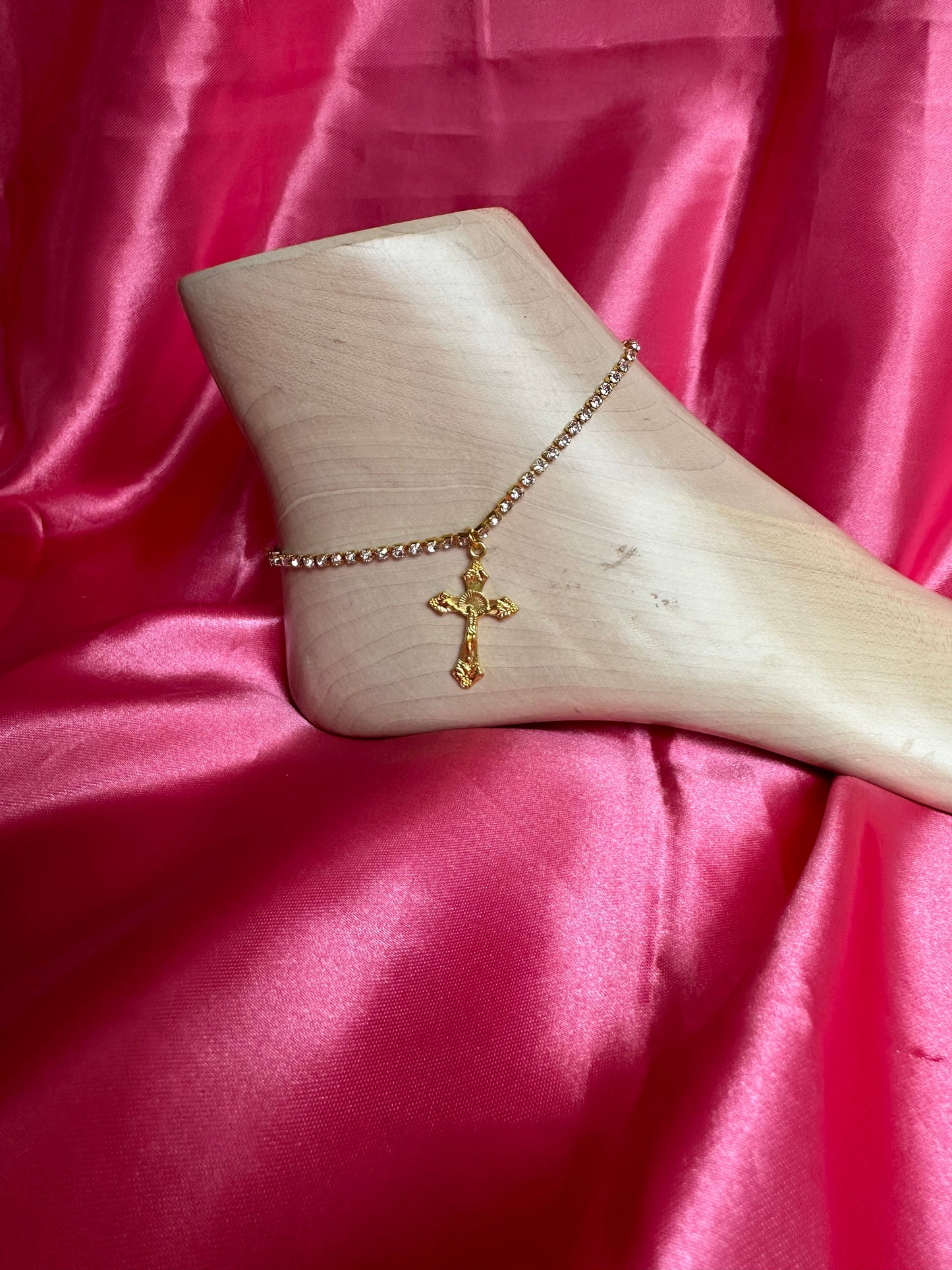 Gold cross anklet