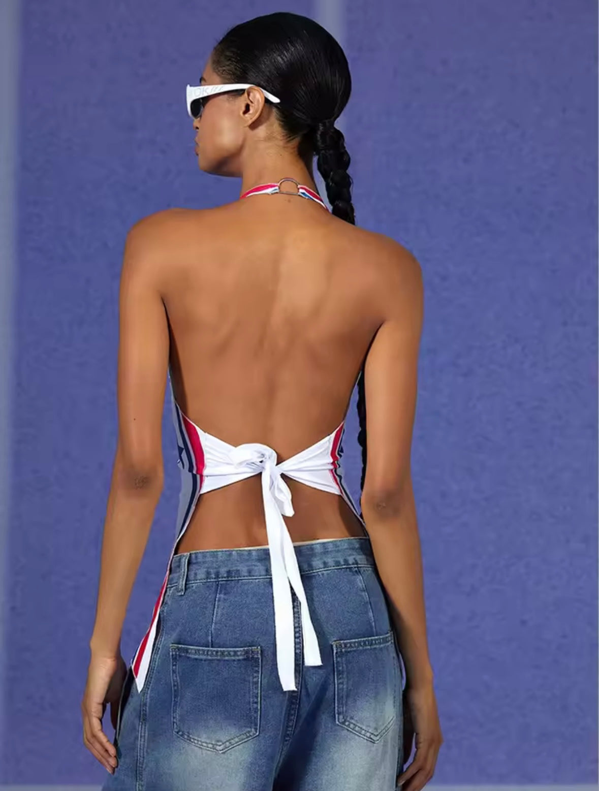 Backless halter top