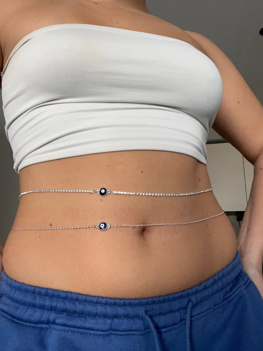 Circle evil eye belly chain
