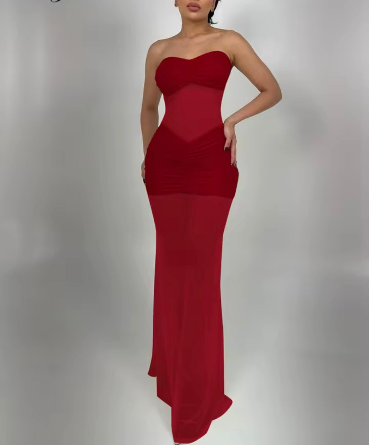 Maxi bandeau mesh dress