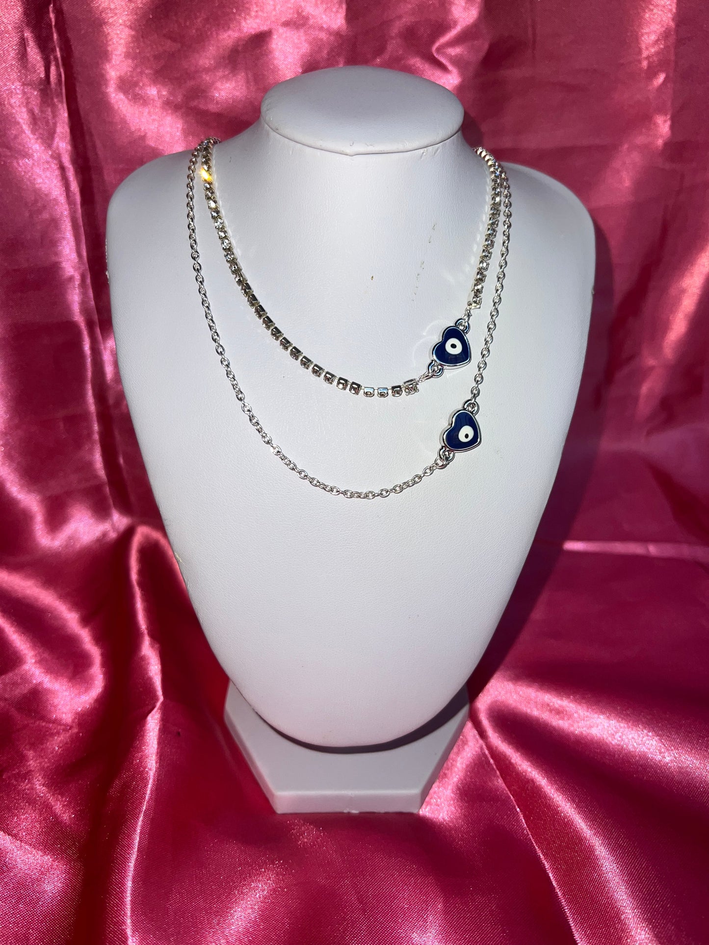 Evil eye heart necklace