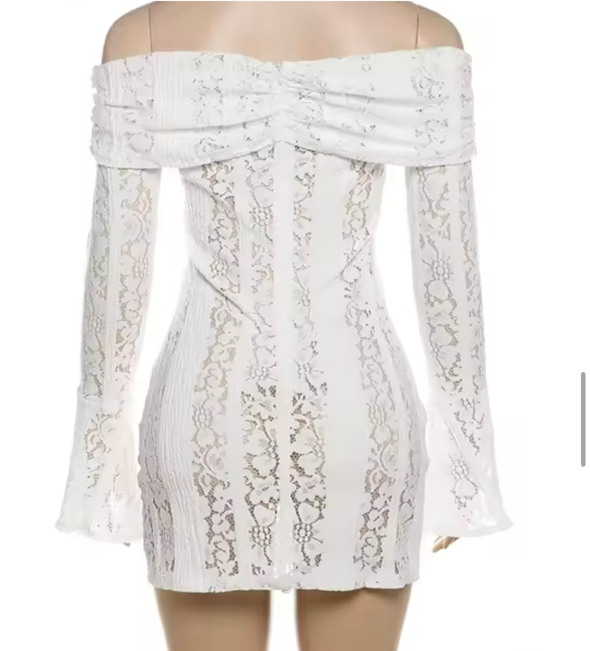 White mini lace transparent dress