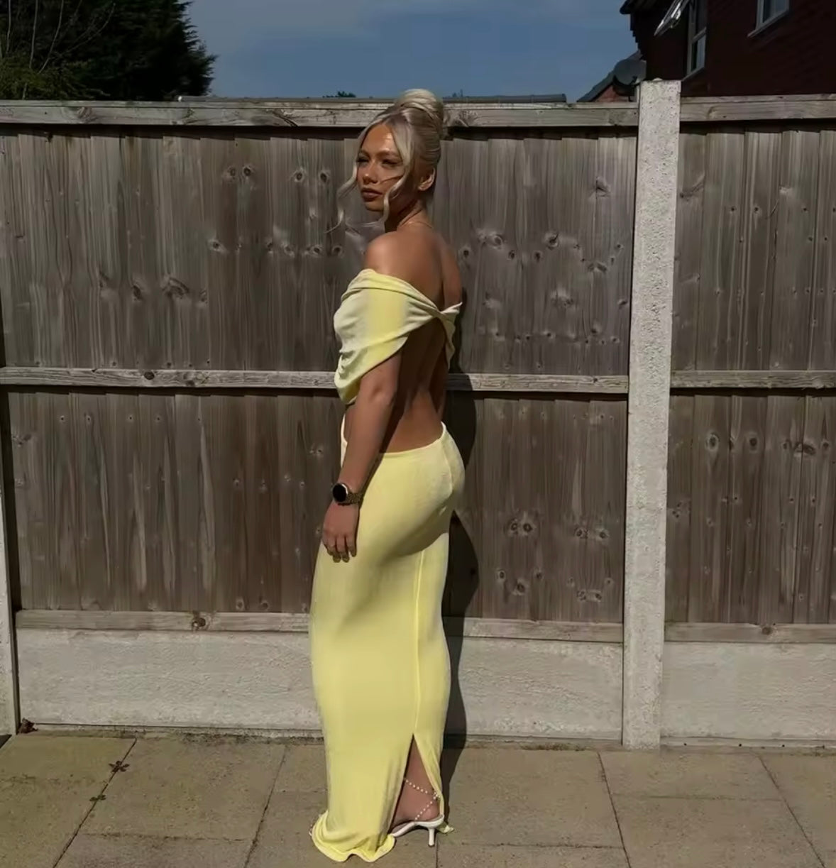 Yellow maxi cut out dress