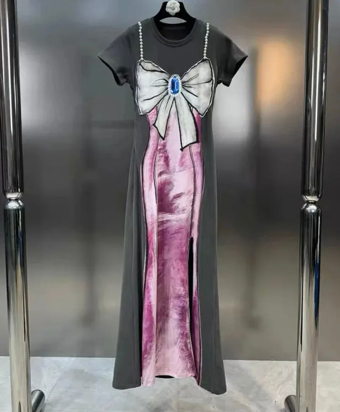 Grey maxi print dress