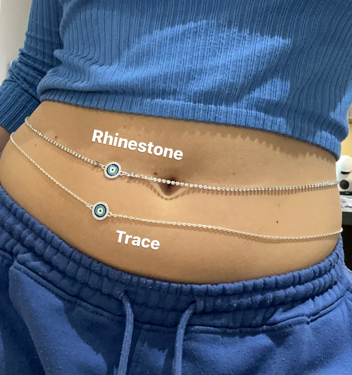 Large evil eye belly chain