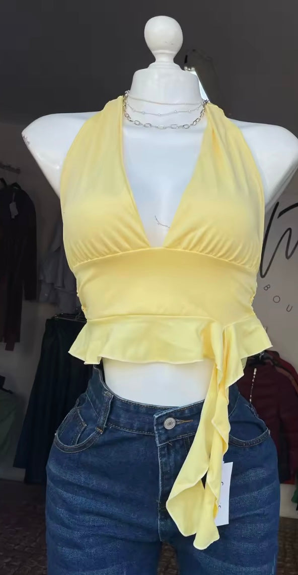 Butter yellow crop top