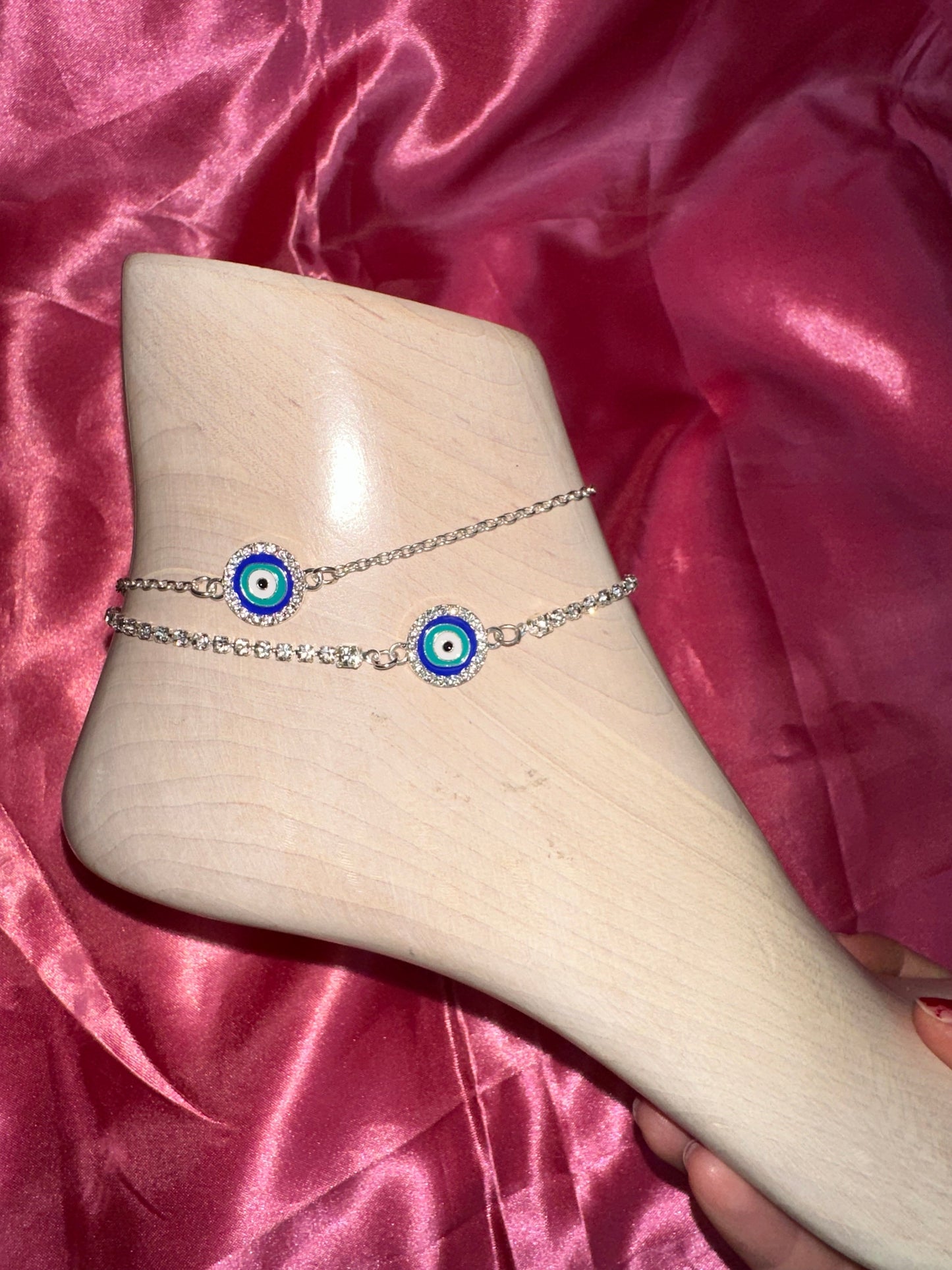 Evil eye pendant anklet