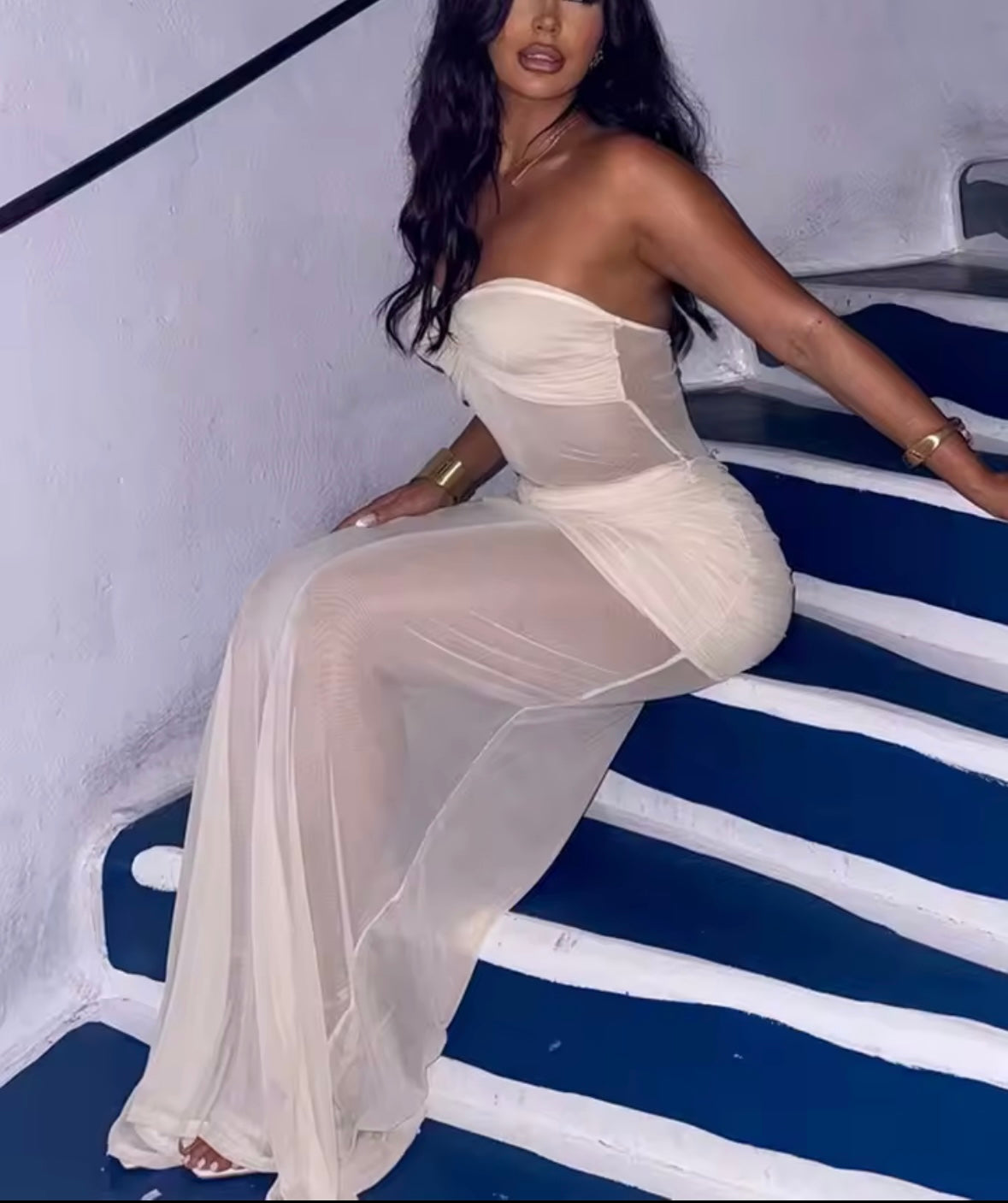Maxi bandeau mesh dress