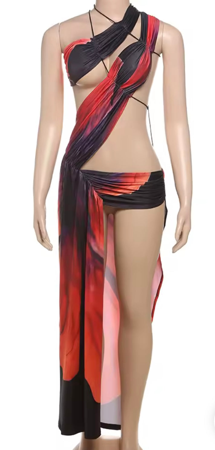 Maxi cut out asymmetrical dress