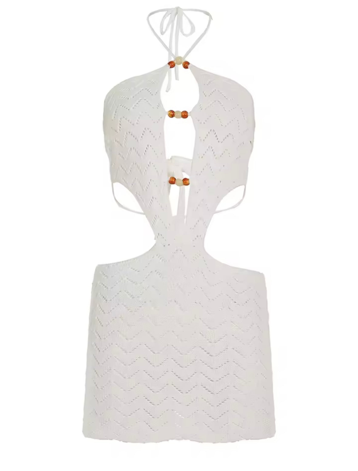 White knit cut out mini dress