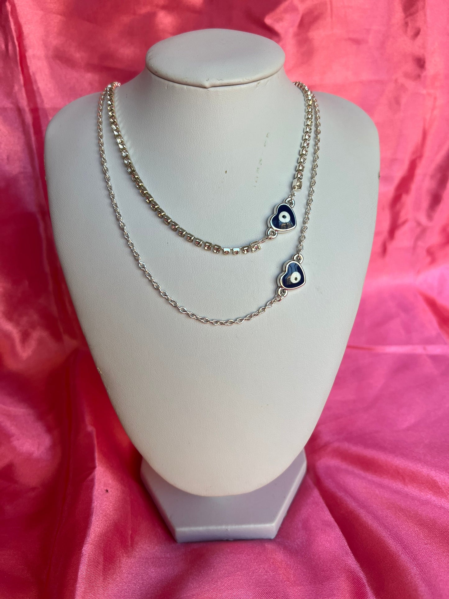 Evil eye heart necklace