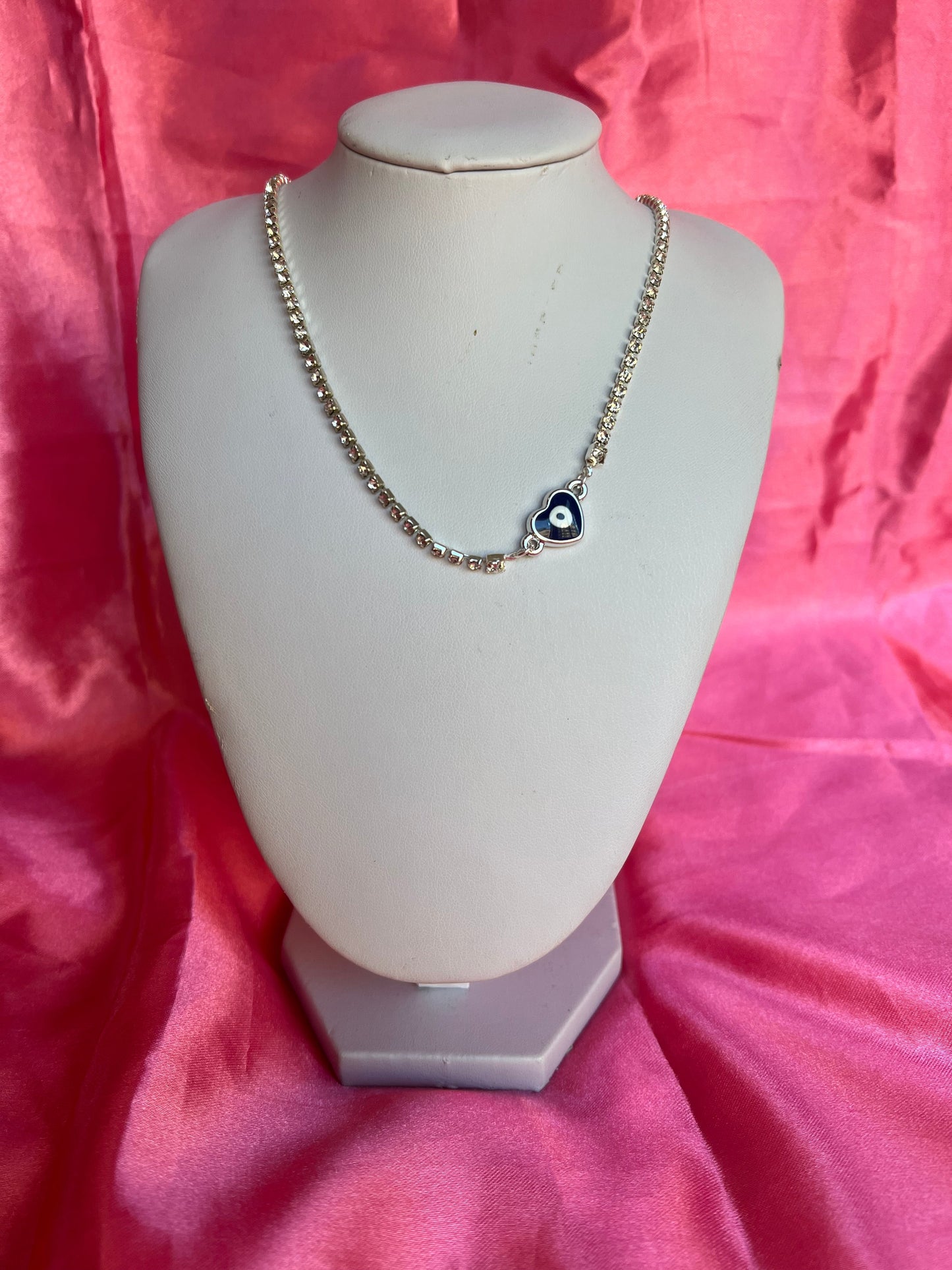 Evil eye heart necklace