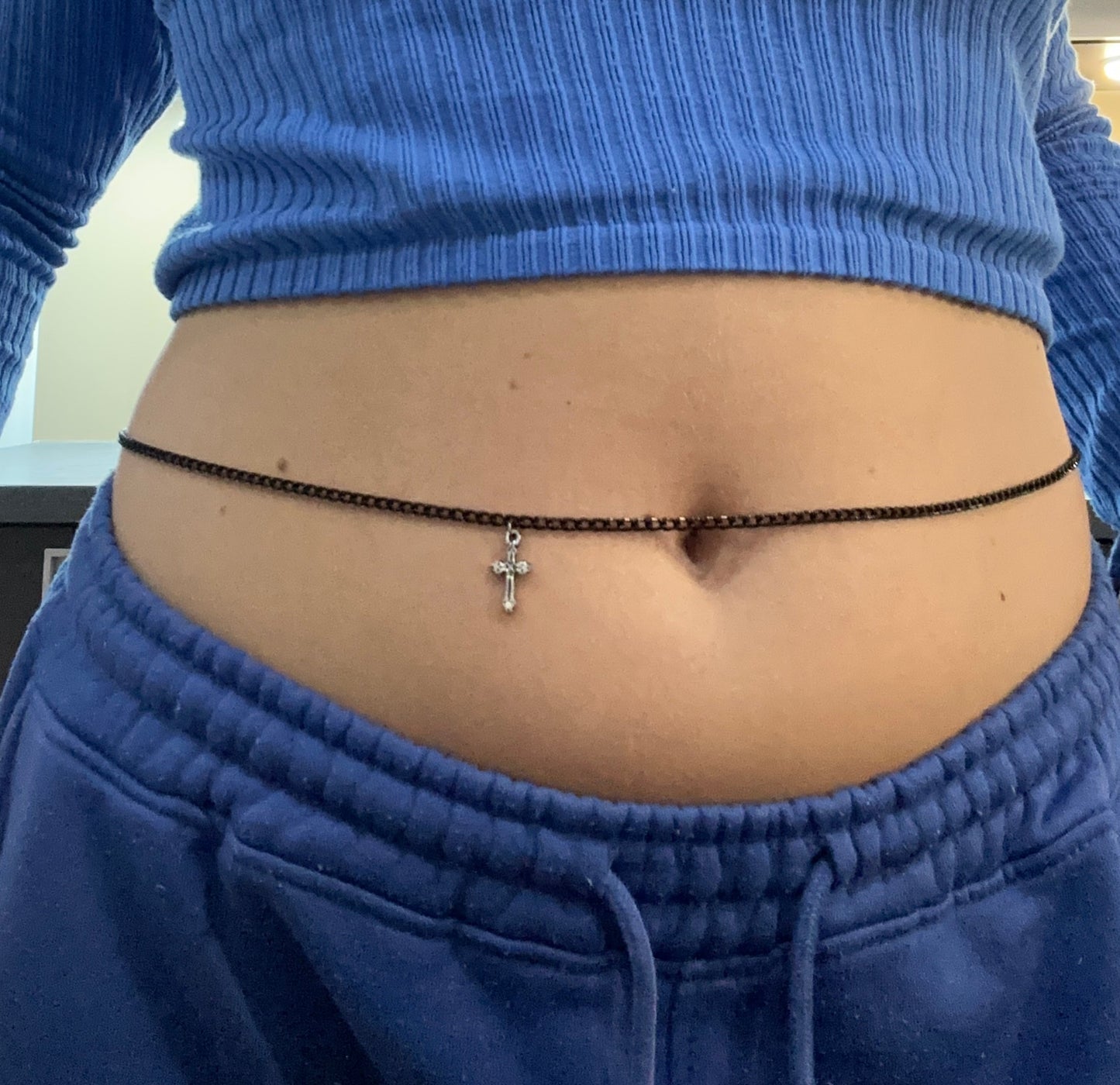 Small cross pendant belly chain