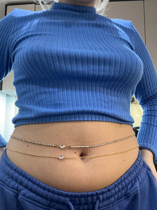Small crystal pendant belly chain