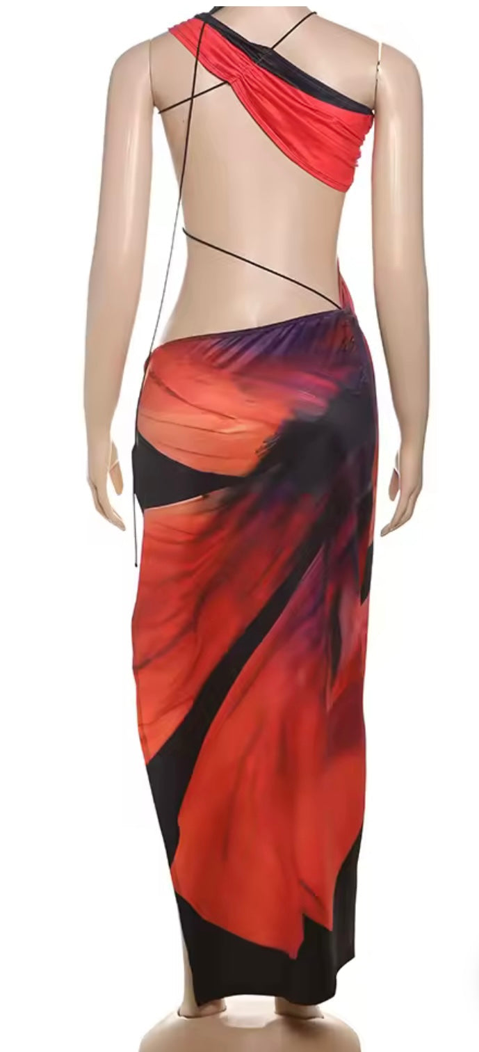 Maxi cut out asymmetrical dress