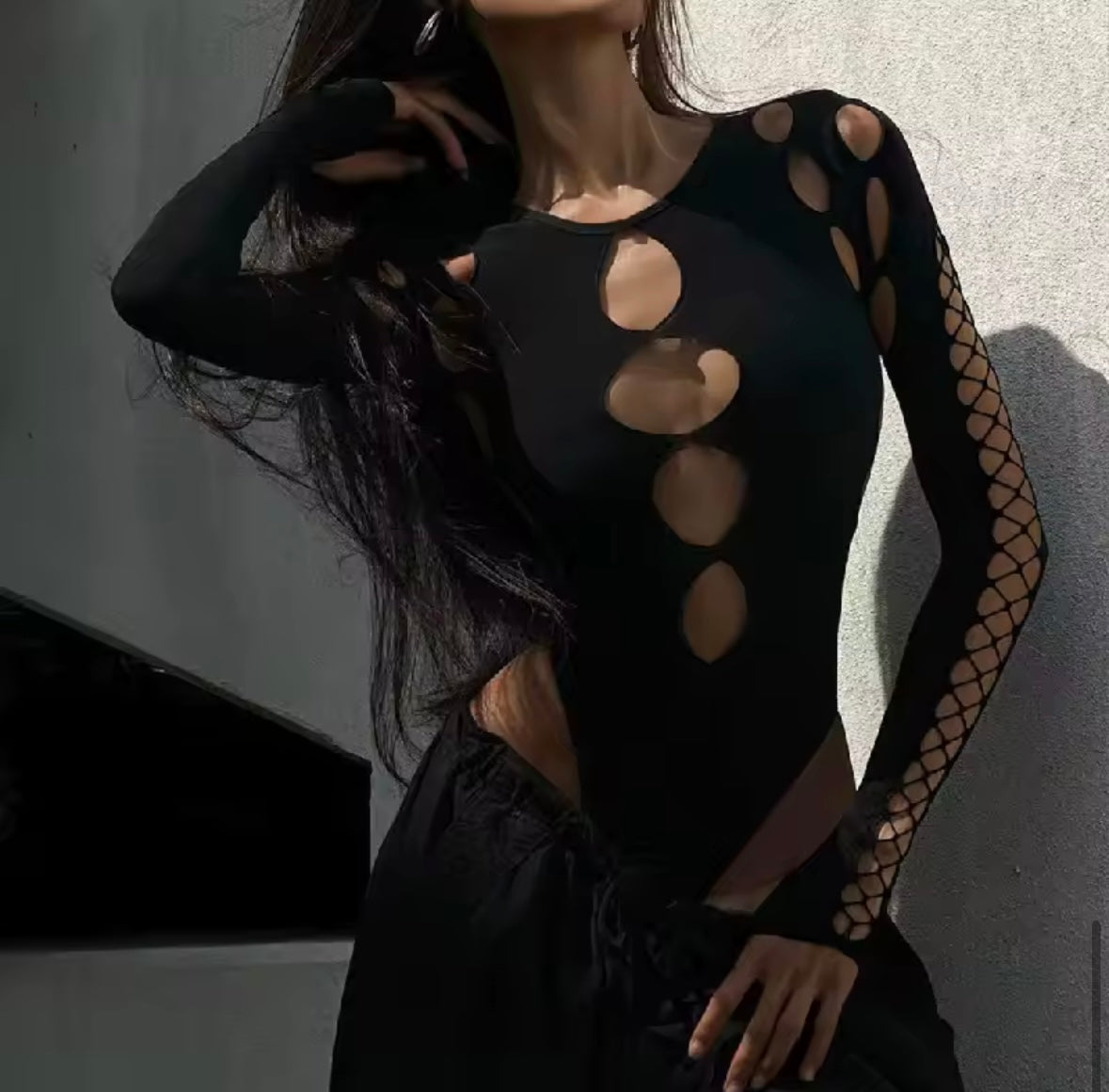 Black cut out bodysuit