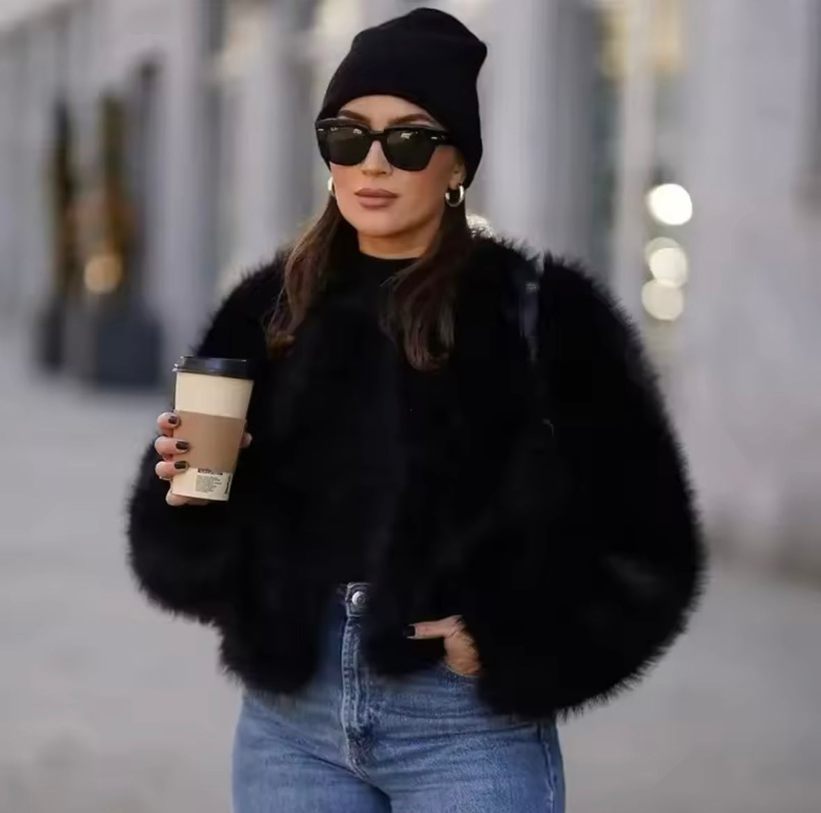 Faux fur jacket