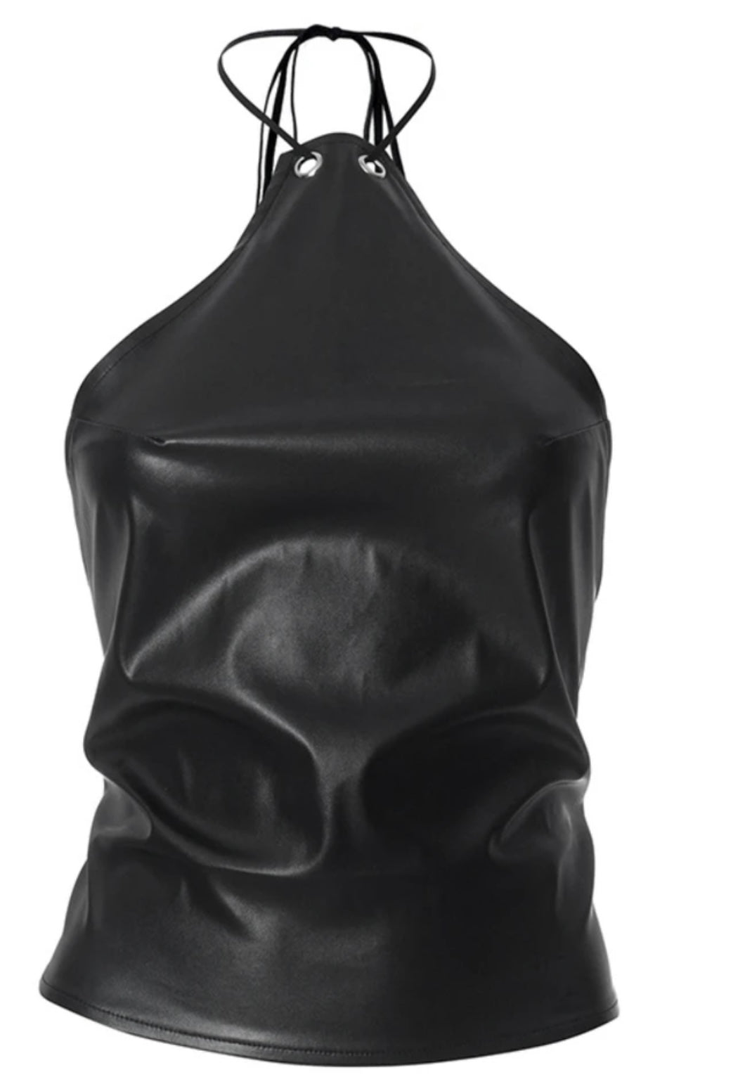 Faux leather halter top