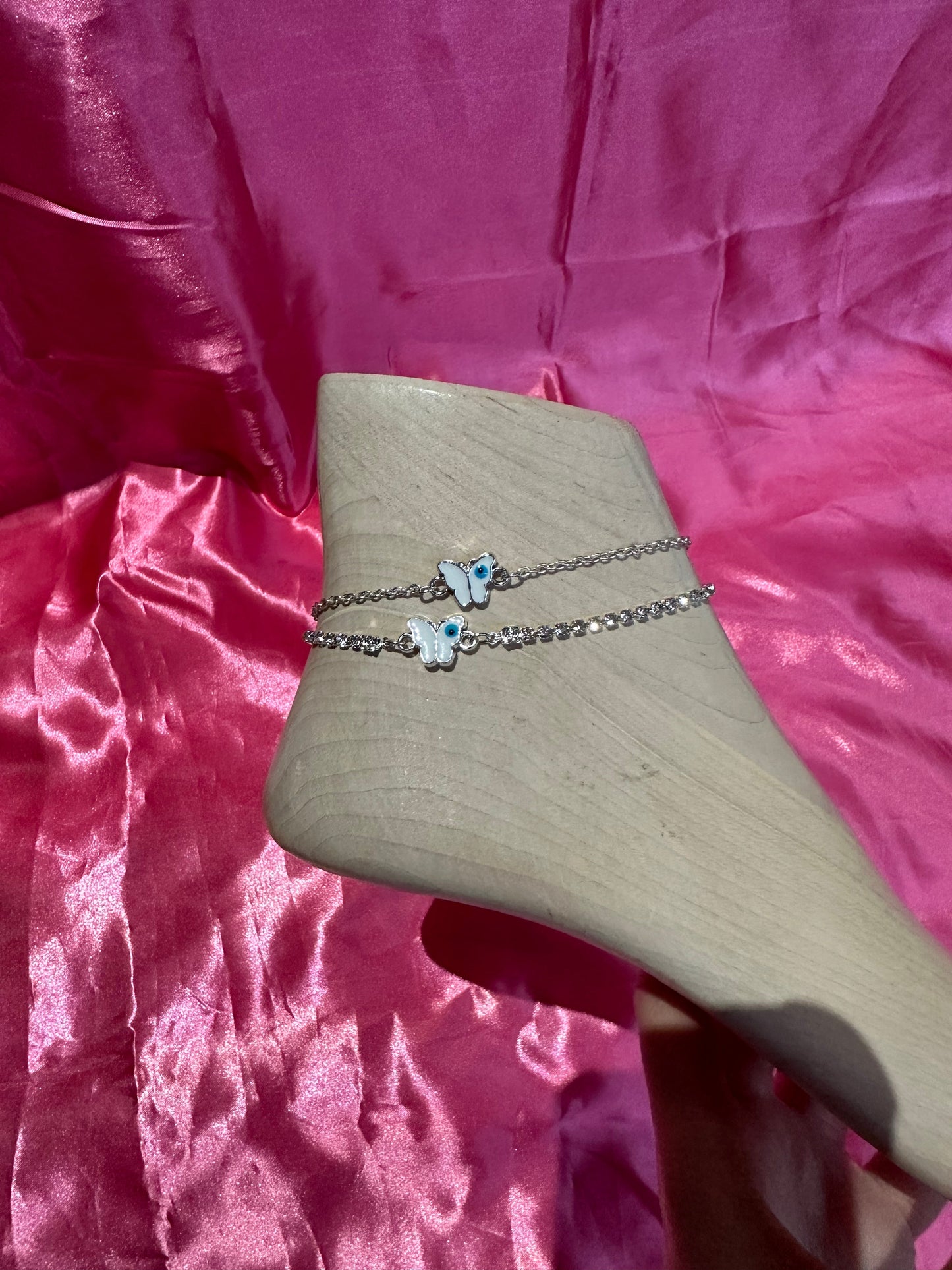 Evil eye butterfly anklet