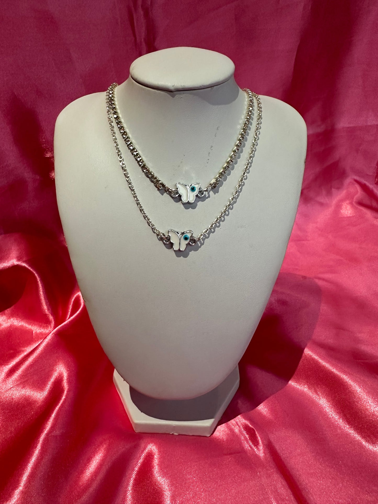 Butterfly evil eye necklace