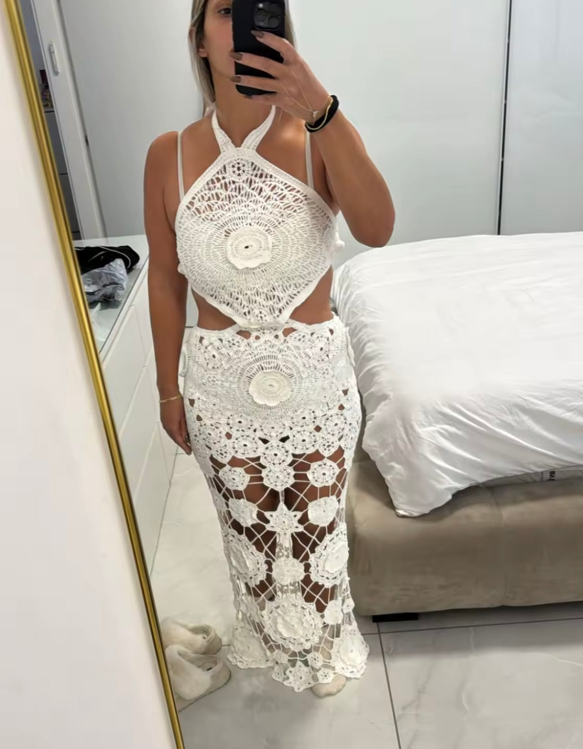 Crochet flower dress