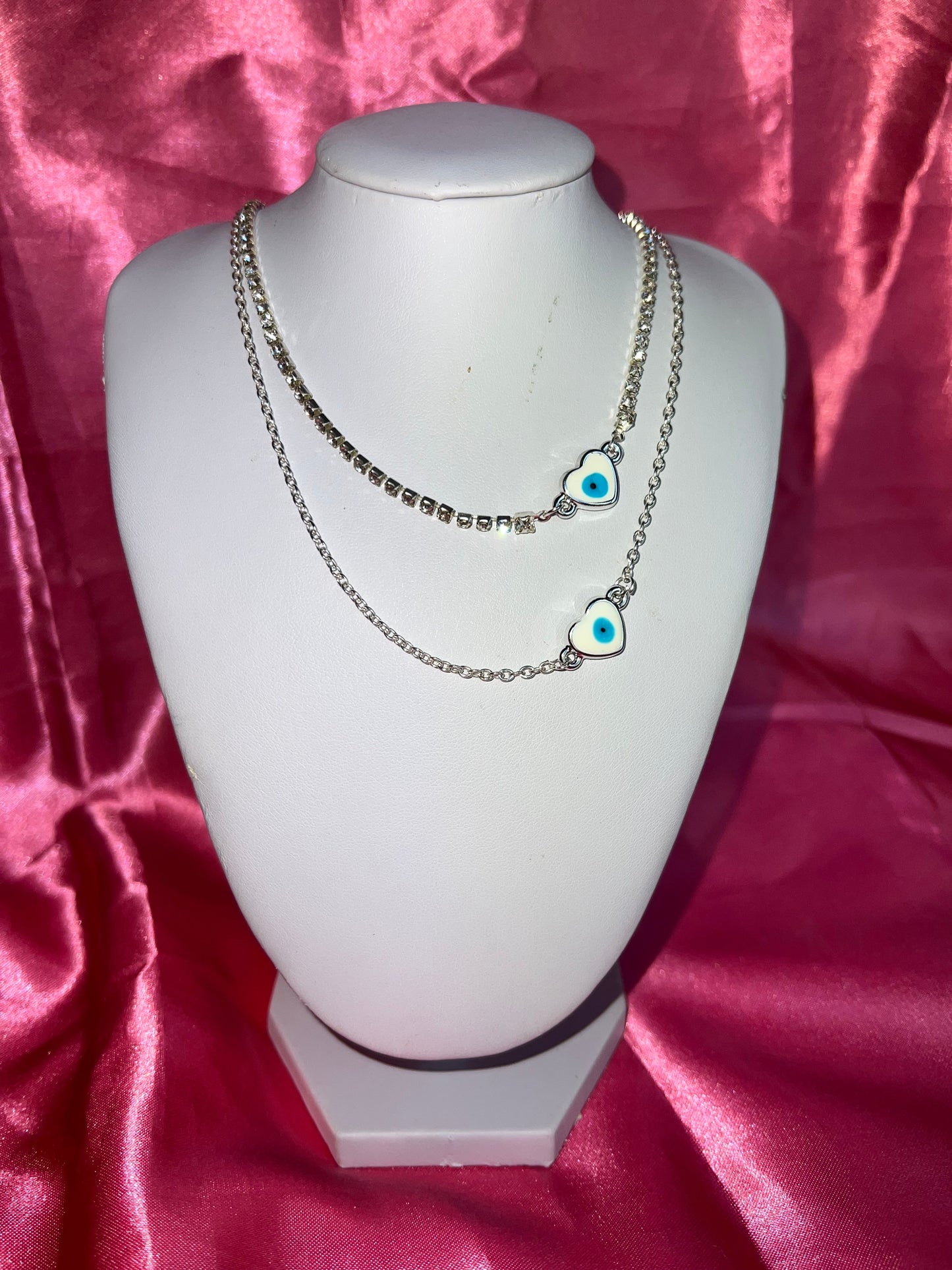 Evil eye heart necklace