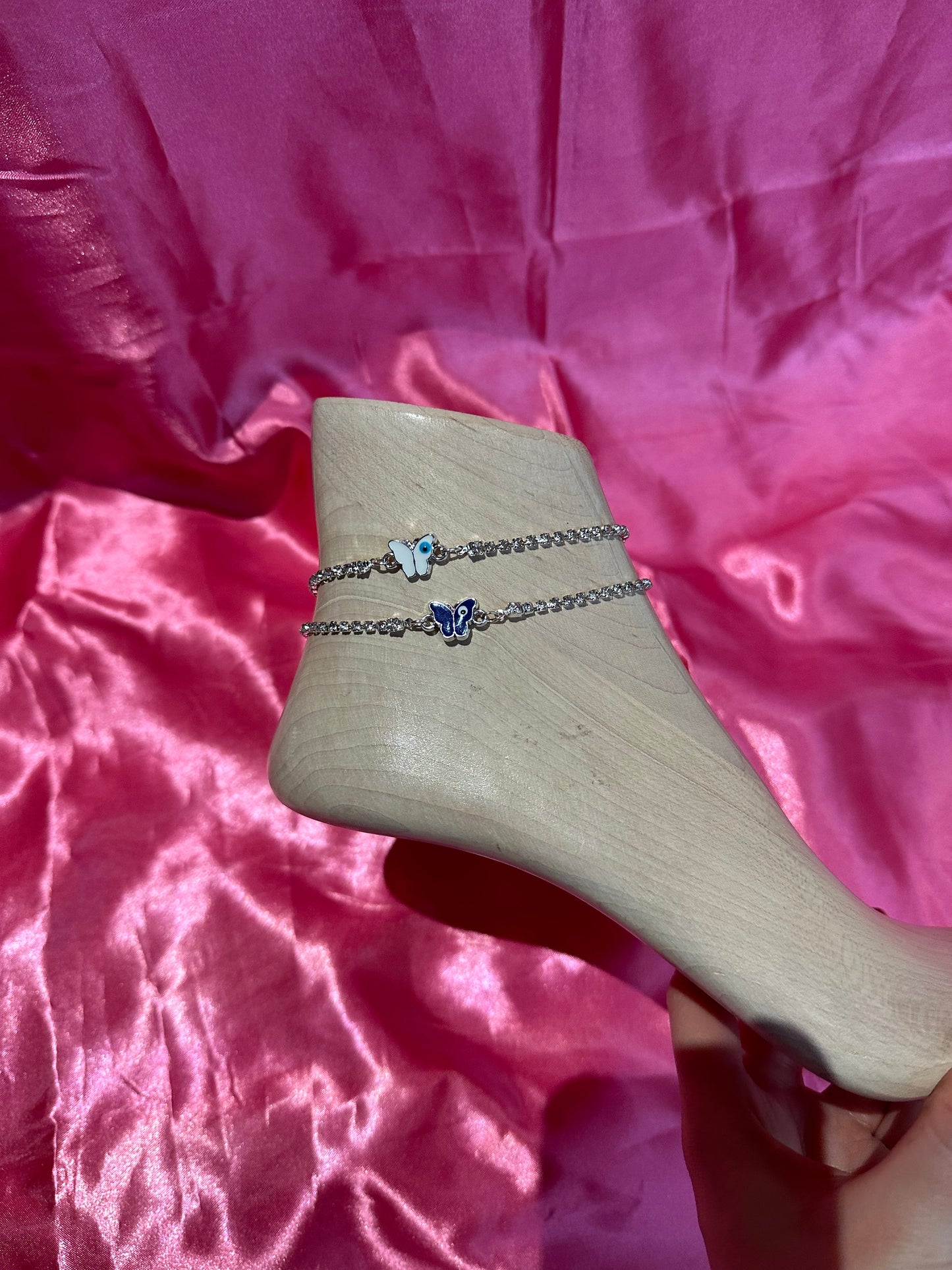 Evil eye butterfly anklet