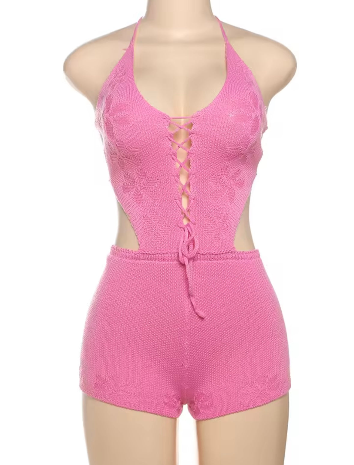 Pink backless playsuit