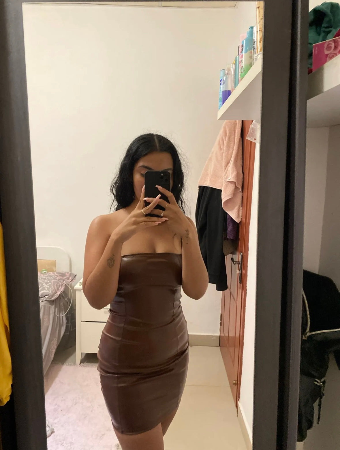 Faux leather dress