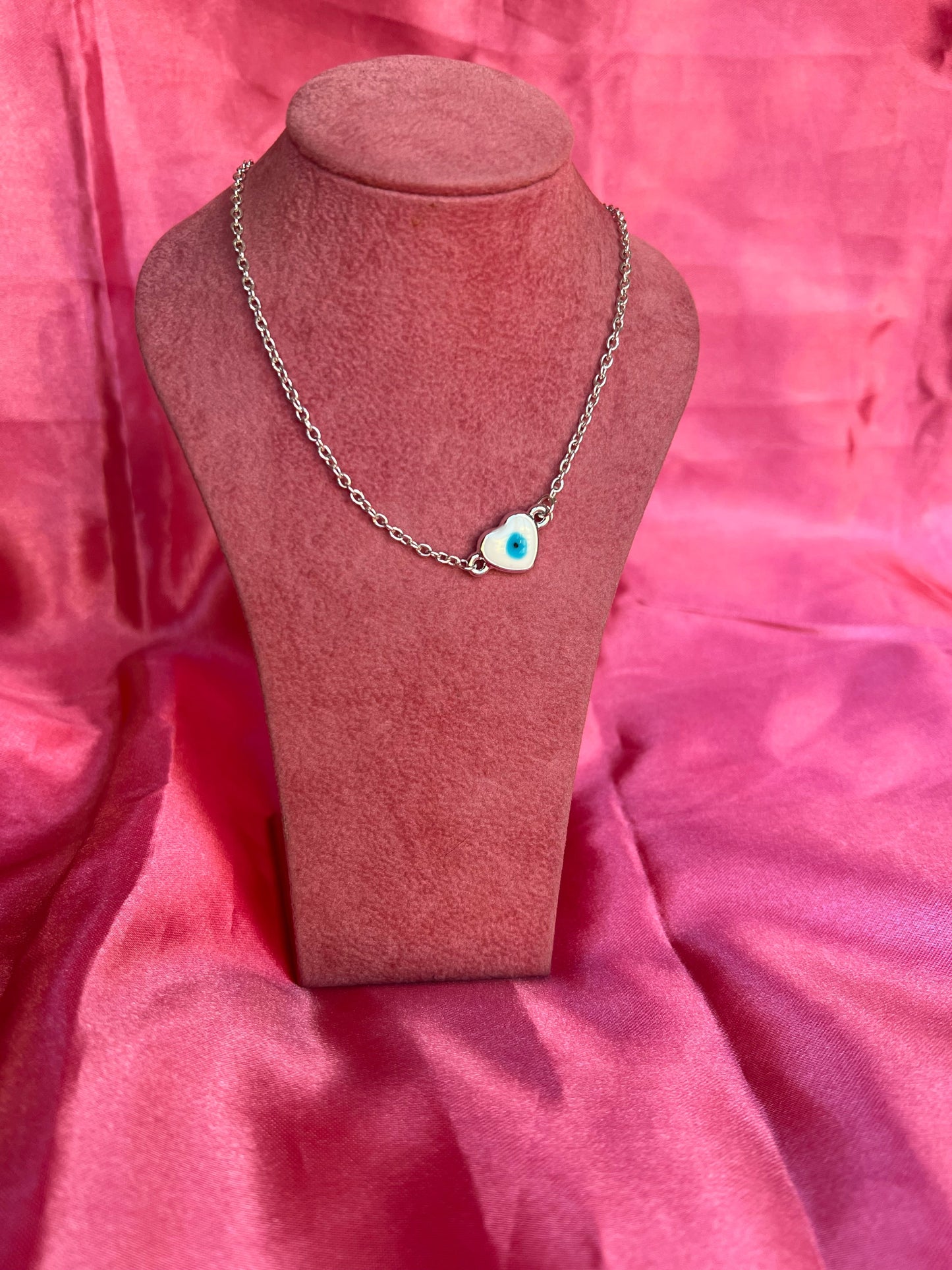 Evil eye heart necklace