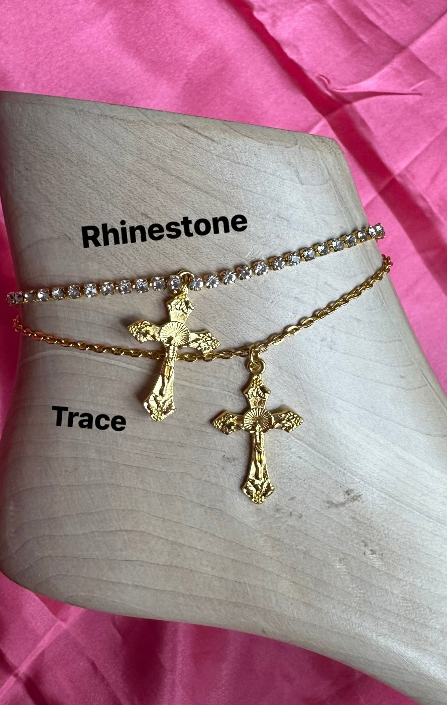 Gold cross anklet