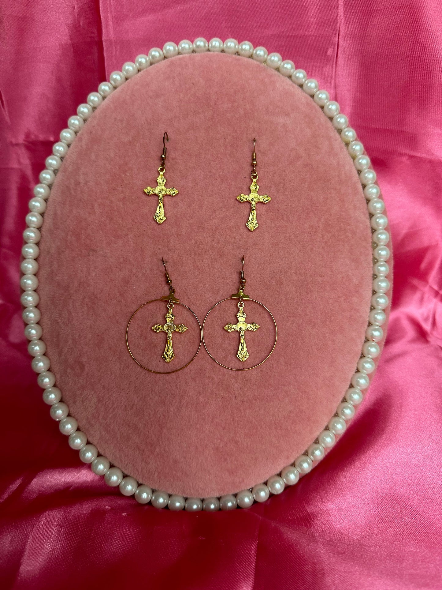 Gold cross earrings