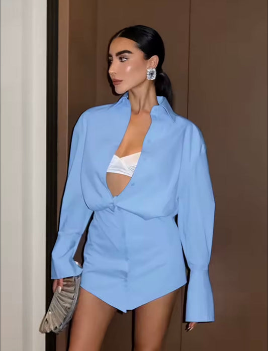 Blue shirt dress