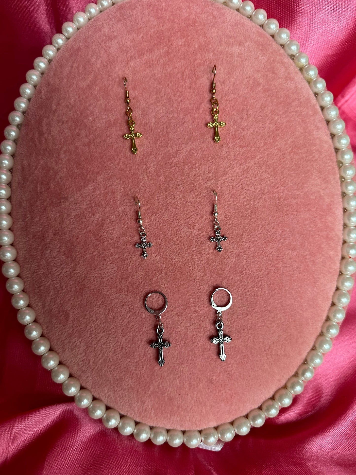 Cross pendant earrings