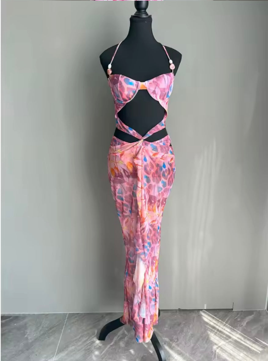Cut out maxi swimwear dress