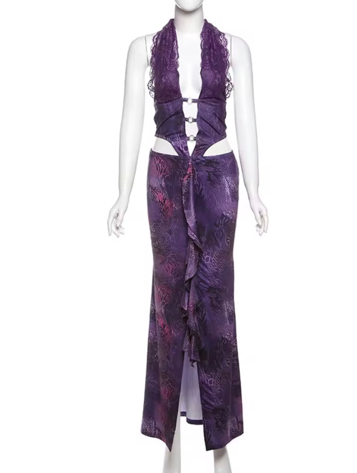 Purple cut out maxi dress