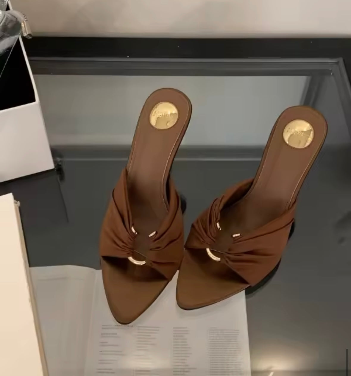 Buckle pointy mules