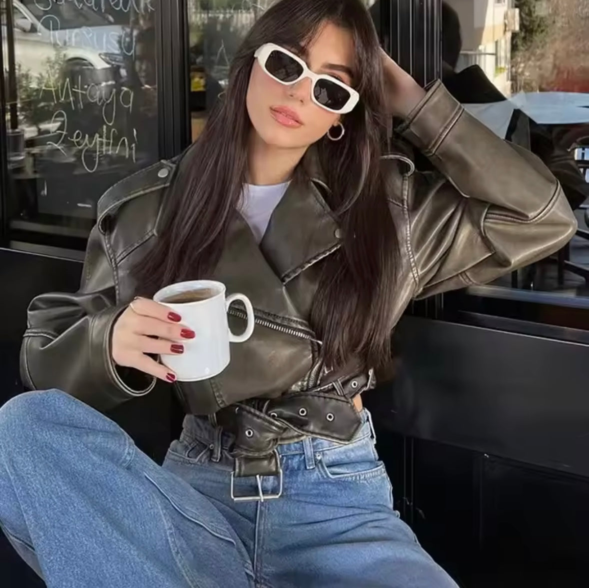 Faux leather jacket
